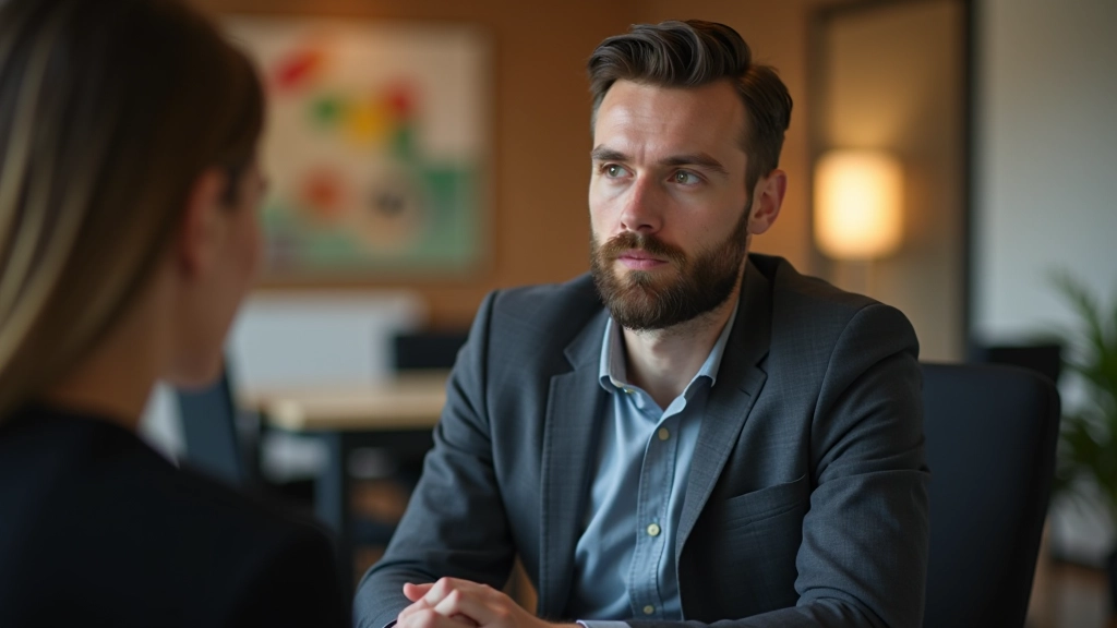 Professionel mand i møde med coachingsession